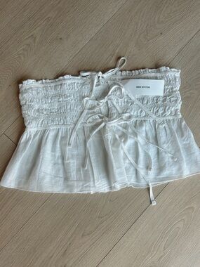 Urban Outfitters White Smocked Peplum Tube Top